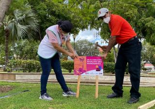 Colocan habladores en parques de David, Chiriquí