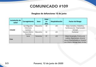COMUNICADO N° 109