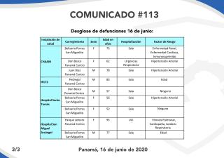 COMUNICADO N° 113