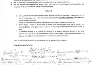 Comunicado de las Organizaciones de Pacientes