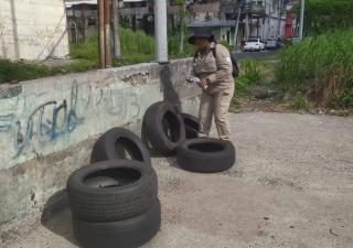 Control de Vectores en Colón inspecciona acumulación de llantas en Calle 12